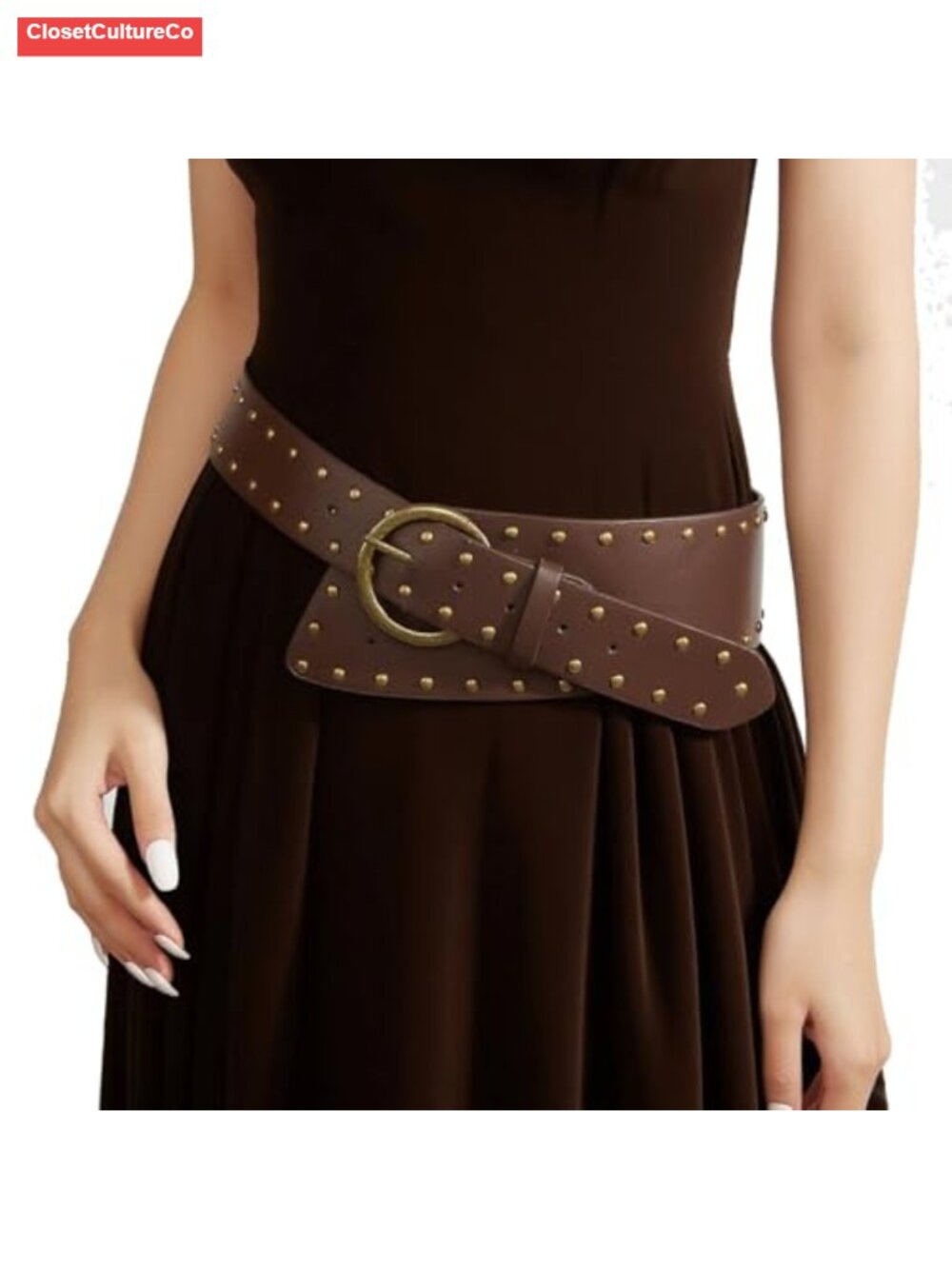 Faux Leather Punk Waist Belt Chunky Metal Buckle Goth 80s Costume